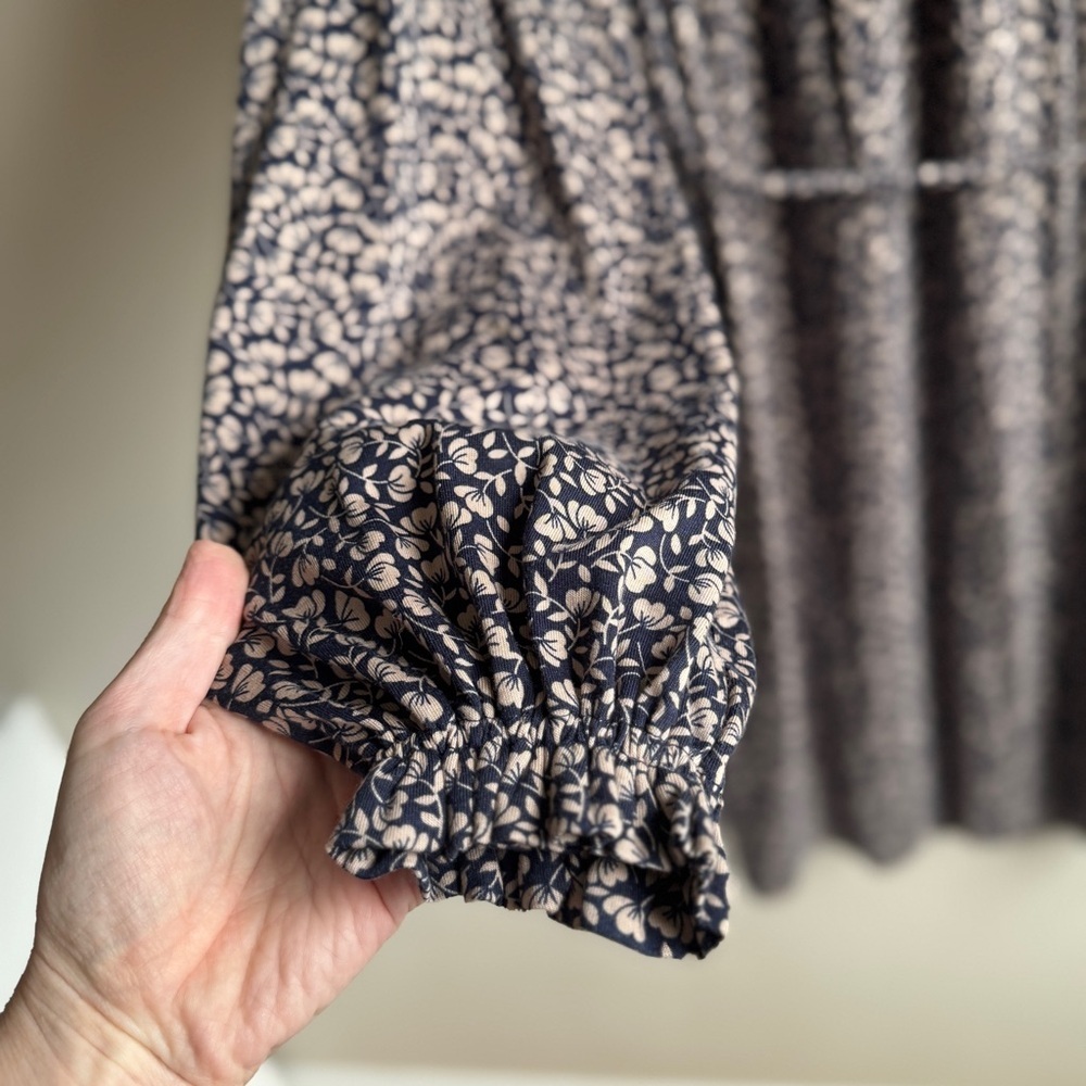 BODEN Ditsy Floral Long Sleeve Belted Shift Dress Women’s 12L Beige Blue Tan Ten - Picture 2 of 9